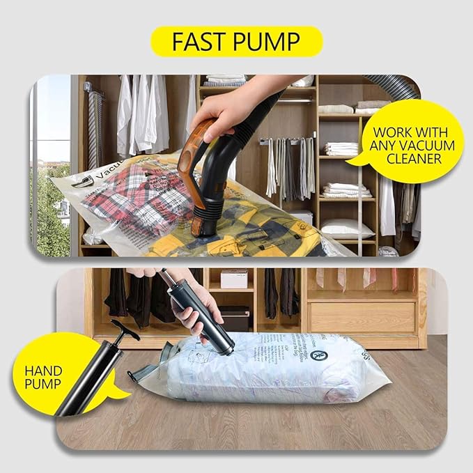 GONGSHI Vacuum Storage Bags, Space Saver Seal Bags For Clothing, Blankets, Comforters, Pillows, Clothes Storage,Travel Luggage.5 M 5 S