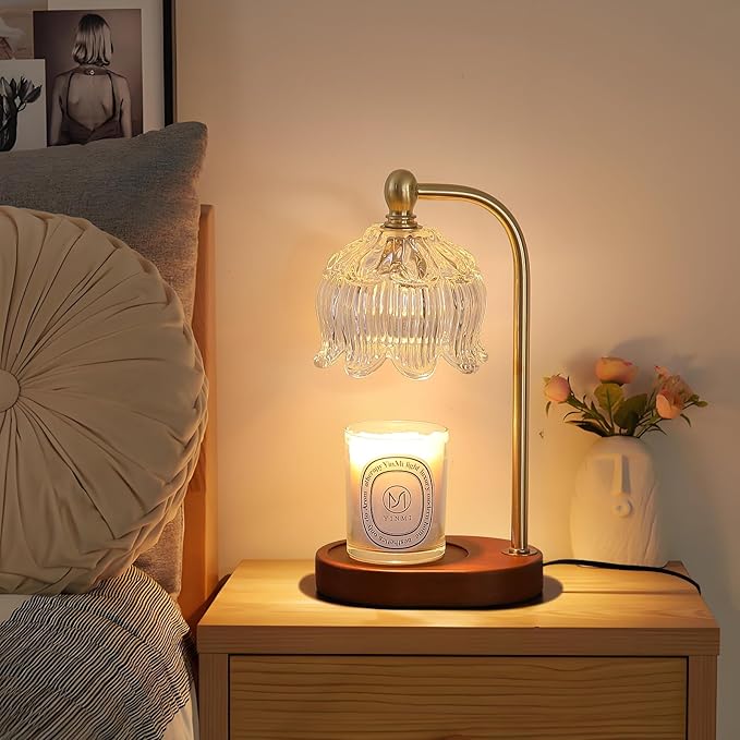 MEIXISUE Candle Warmer Lamp with Timer Dimmable,Antique Brass Candle Lamp,Wax Melt Warmer Light for Jar Candles,Mother's Day/Birthday/Christmas Gifts for Mom/Wife,Home Decor Lamp,with 2 Bulbs