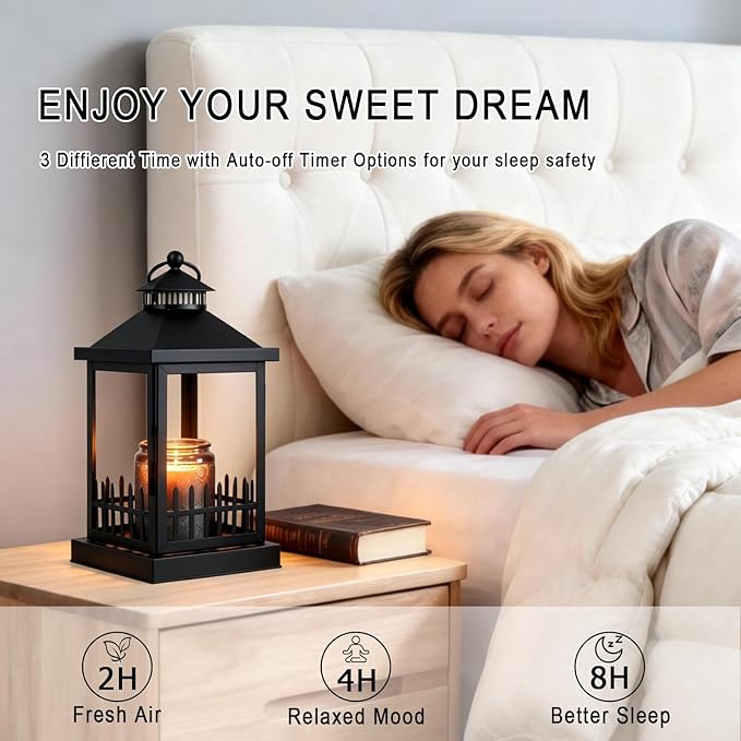 Candle Warmer Lamp with Timer,Compatible with 3 Wick Candles Jars,Dimmable Farmhouse Candle Lamp Warmer,Lantern Candle Warmer Lamps Fully Enclosed and Hanging Up Designed