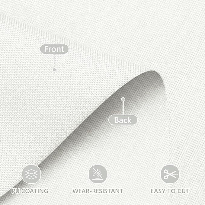 Waterproof Canvas Fabric by The Yard 58inch 600D Upholstery Material Polyester Fabric Outdoor Water Resistant Fabric for Sewing Chair Patio Cushion Purse Bag Interior, 8 Yard White