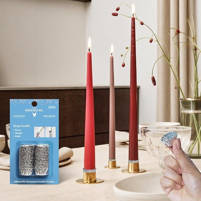 Taper Candle Fittings Protective Candle Holder Liner for Upright Candles Aluminum Foil Candle Holder for Wedding Holiday Party Church Home Decoration 30x