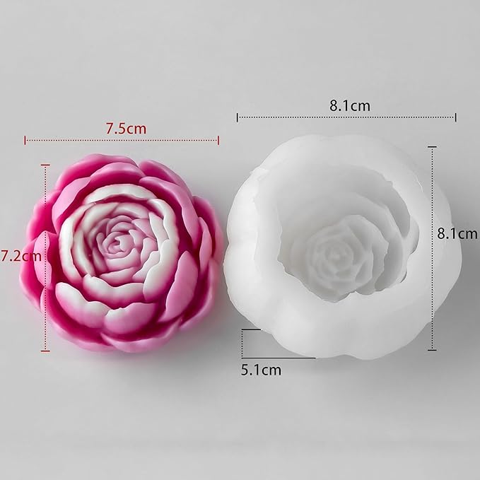 Tulip Flower Succulent Peony Half Open Rose Bud Cylinder Candle & Resin Mold - Resin Casting Silicone Molds for Home Decor & Candle Making Wave Spiral Mold