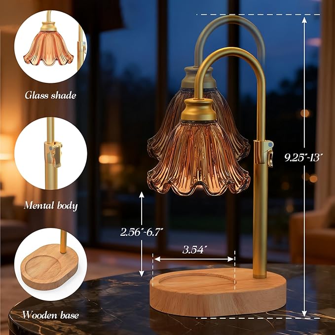 Candle Warmer Lamp with Timer & Dimmable 4-Level Brightness - Adjustable Height,for New Home Bedroom, Gifts for Women(Brown2)