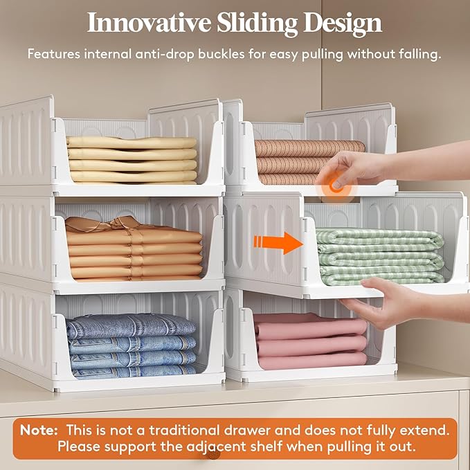 Lifewit 20 Pack Stackable Closet Organizers and Storage Basket for Clothes, Plastic Sweater Storage Bins for Wardrobe, Multifunctional Pants Organizer for RV, Pantry, Bathroom, Kitchen, Dorm, 24L