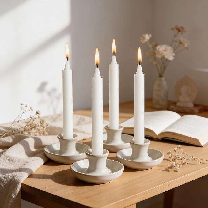 Viyffo 20 Pack White Chime Taper Candles, 4 Inch Mini Unscented Dripless Spell Candles, 1.5 Hour Burn Time for Rituals, Meditation, Prayer, Intention Setting, Altar & Home Décor