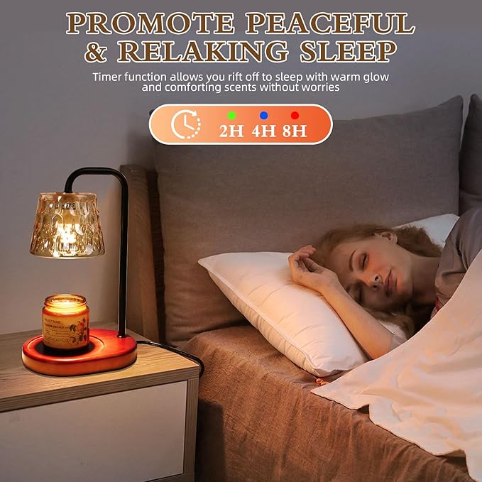 Candle Warmer Lamp Burner for Soy Jar Candles with Timer &Dimmer, Wax Candle Melts Warmer Light for Home Room Decor, Modern Candle Heater with Glass Lampshade for Scented Wax (Black)