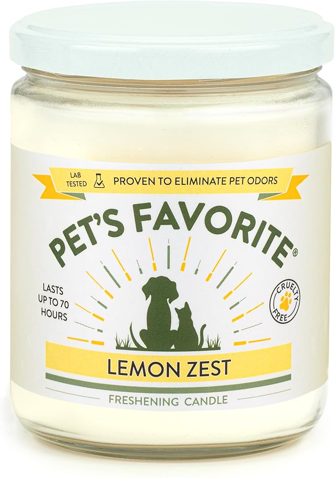 Pet's Favorite Pet Odor Candle, Clean Burning, Long Lasting Scented Candles with a Cotton Wick. (Clean Laundry/Lemon Zest, Pack of 2)
