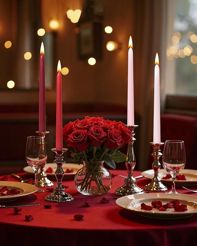 Viyffo Taper Candles, 12 Inch, 20 Pack, Red Ombre – Unscented, Smokeless Design, Up to 8-Hour Burn – Tall Candlesticks for Table Decor, Weddings & Dinners