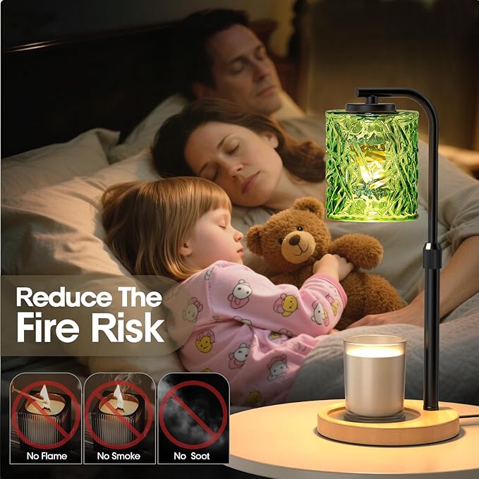 Candle Warmer Lamp with Timer and Dimmer Dimmable Candle Lamp with Glass Lampshade Candle Warmer with Adjustable Height Wax Melt Warmer for Women Home Decor, 2 Bulbs Included,Gifts Christmas