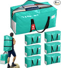 6Pcs Extra Large Heavy Duty Moving Bags with Reinforced Zippers & Handles, 67L Waterproof Storage Tote Bag Bins Alternative to Box Moving Supplies Space Saving for Travel College Dorm Essentials Green