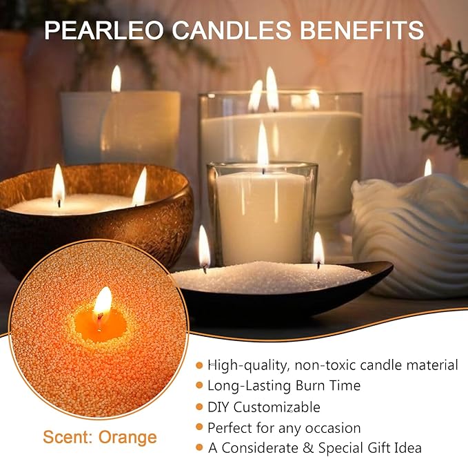Granula Pearled Candle 18oz(1.1lb) - MANNYCOM Orange with 30 Cotton Wicks Orange Dreamscape Scented Refillable Candles Burns up to 110 Hours Non Toxic for Handmade Wedding and Party Decorations