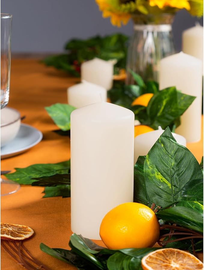 CANDWAX 3x6 Pillar Candles Set of 3 - Ivory Large Pillar Candles Long Burning Perfect for Any Occasion - Cylinder Candles Unscented Long Burning