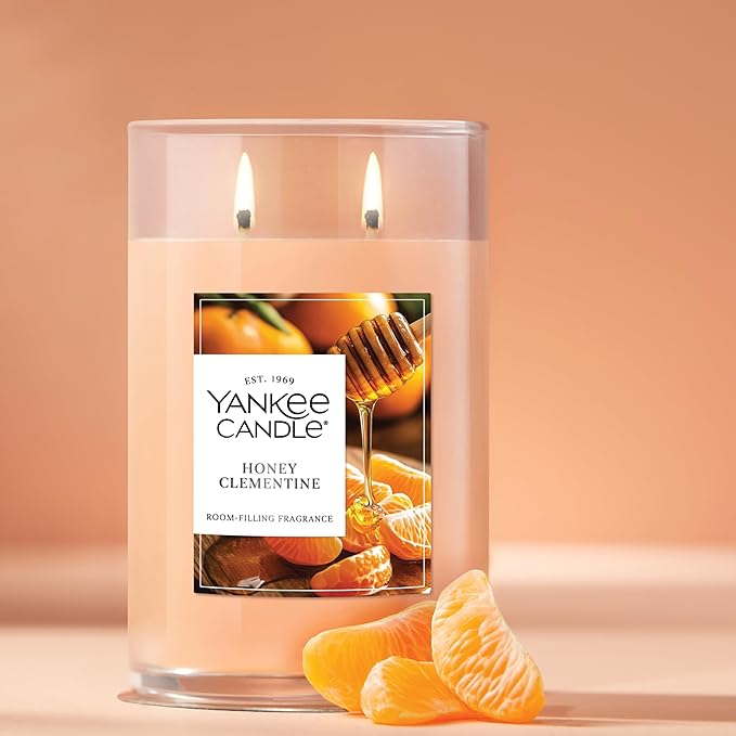 Yankee Candle Large Tumbler Scented Candle with up to 80 Hour Burn Time, Premium Plant Wax Blend for Consistent Burn, 20 oz Tumbler Candle with Room Filling Fragrance, Honey Clementine