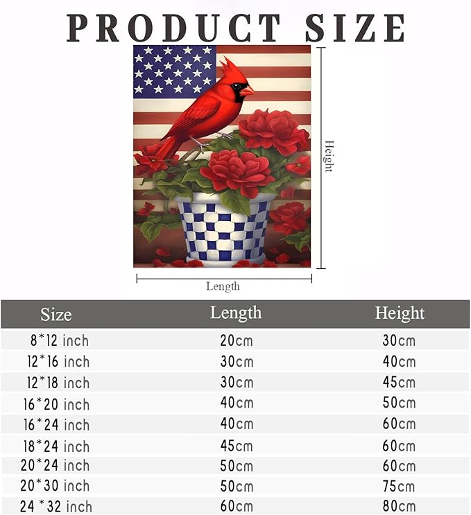 GUAIEUW Flowerpot Red Bird Flag Diamond Painting Kit for Adults, Full Round Diamond Cardinal Bird 5D Diamond Painting DIY Art Crafts for Winter Home Wall Decor Holiday Gift 20x24 Inch
