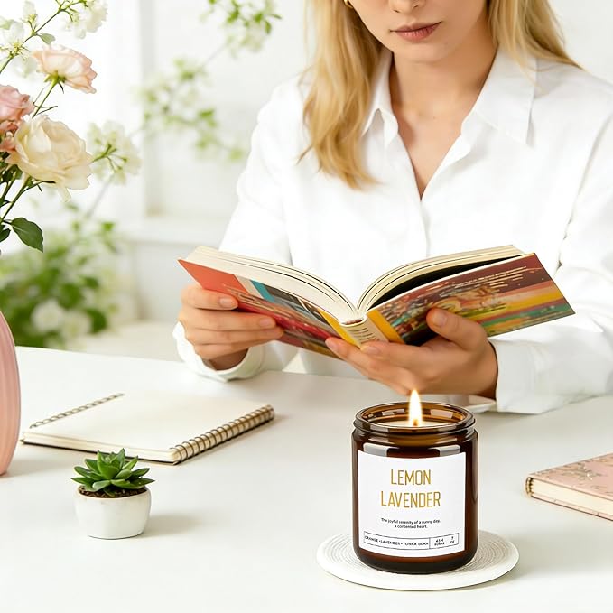Candles for Home Scented - 42oz Soy Wax Candles Non Toxic, Spring Scented Candles with Lavender, Coconut, Jasmine, Sage, Lilac Blossoms, Sweet Pea - Candle Gift Set for Women, Galentines & Birthday