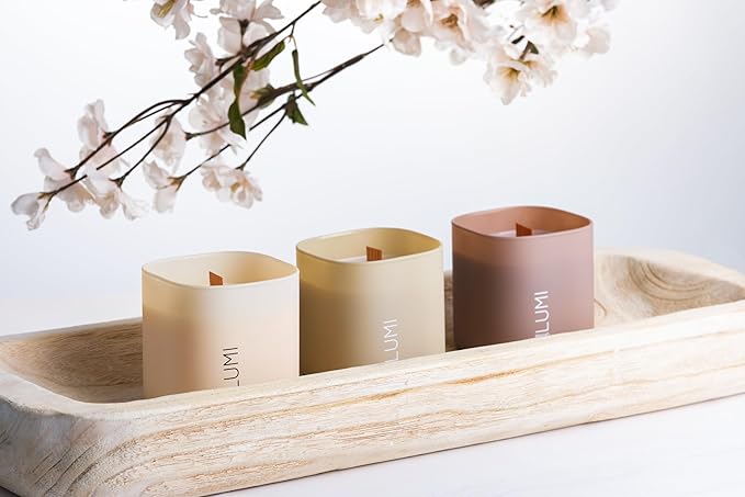 Set of 3 Premium Scented Soy Candles Gift Set | Nature's Bloom Collection - Gardenia, Hilton Garden and Rose & Oud | Crackling Wood Wick | Luxury Candles for Relaxation, Home Décor, Gifts | 9.8oz Each