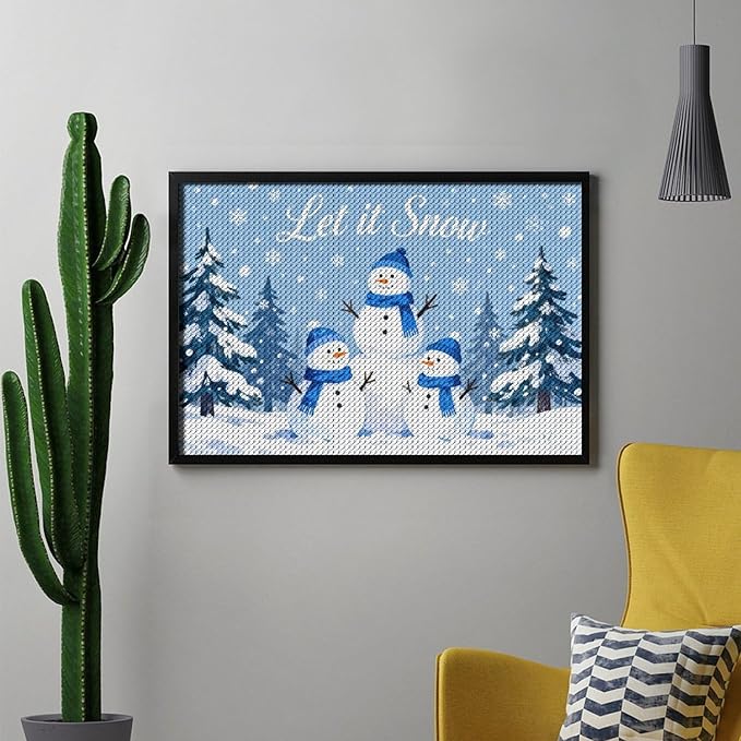 AIVKIEJK Diamond Painting Kits for Adults - Merry Christmas Snowman Winter Painting DIY 5D Full Drill Diamond Dots Paintings with Diamonds Gem Art and Crafts Home Decor 8"x12"