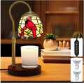 Candle Warmer Lamp with Timer Dimmer, Adjustable Height Candle Warmer for Jar Candles, Birthday Gifts for Women New Home Bedroom Decor Tiffany Red Cardinal Style Stained Glass with 2 Bulbs