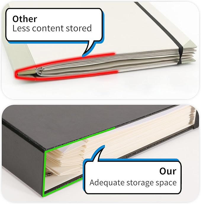 3-Ring Folder Organize Sturdy Hardboard Important Document Organizer with Expanding Pockets for Home, School, Office Use (Black)