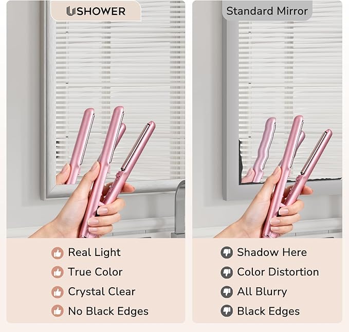 USHOWER Brushed Nickel Bathroom Mirrors for Over Sink 30x40 Inch, Metal Framed Rectangle Vanity Mirror for Wall, Bedroom, Living Room, Entryway, Anti-Rust, HD Tempered Glass, Horizontal/Vertical