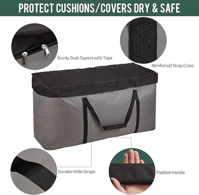 Rachmi 2 Pack Cushion Storage Bag (152 Gal x2) 60 Inch with Zipper & Padded Handle, Outdoor Oversized Heavy Duty 600D Water-Resistant Moving Bag, (60" Wx20 Dx29 H, Extra Large)