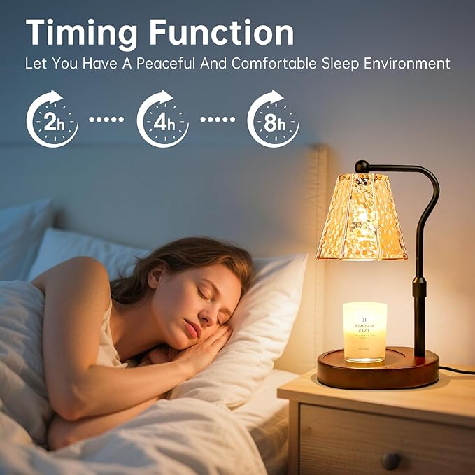 Candle Warmer lamp with Timer Dimmer,Electric Candle Warmer, Vintage Flower Lotus lamp,Compatible with Various Candles, Gifts for Mom Women,Candle Lamp for Bedroom Home Decor (Amber-Retro)