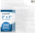 Spartan Industrial - 2” X 2” (200 Count) 2 Mil Clear Reclosable Zip Plastic Poly Bags with Resealable Lock Seal Zipper