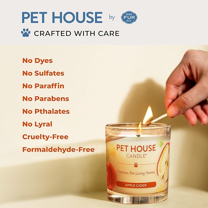 Pet House Candle Plant-Based, Clean Burning Long Lasting Scented Pet Odor Candle for Home - Evergreen Forest