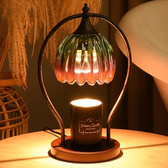 GOODBUY Electric Candle Warmer Lamp with Timer：Scented Candle Warmer Dimmable Lamp with 2 Bulbs, Christmas Gifts for Mom Women, House Warming Gifts New Home Decor for Bedroom Living Room