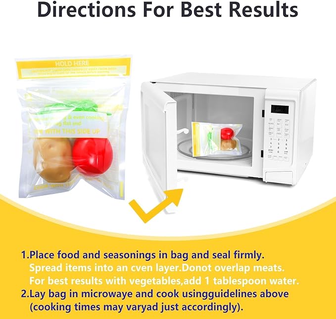24 Pcs Microwave Steam Bags for Cooking Reusable Zipper Steam Vegetable Bag Frozen Food Heating Bags for Faster Vegetables Seafood and Meat, 7.1 X 7.9 Inches (24)