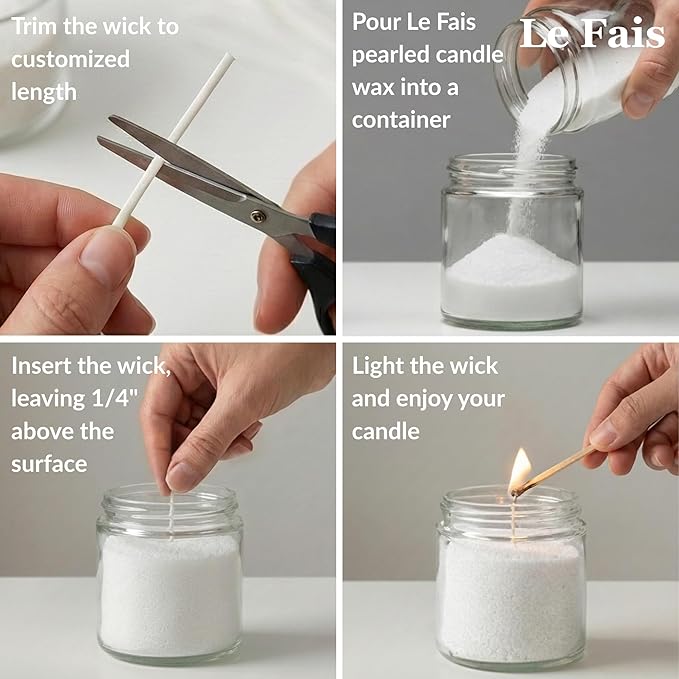 100-Pack 4.7 Inch Pearled Candle Cotton Wicks, White, No Metal No Lead, 100% Natural Cotton, for DIY Sand Candle Making, Extra Wax Wicks Refill for Pearled Candle Wax