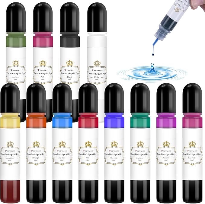 YRYM HT Candle Dye,12 Colors Candle Making Liquid Dye for Candle Making（12 Bottle）