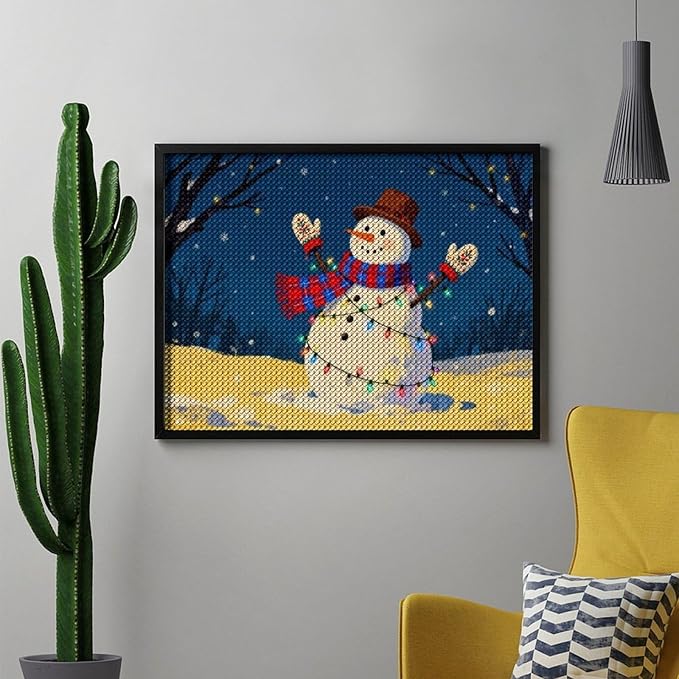 AIVKIEJK Diamond Painting Kits for Adults - Christmas Winter Snowman & Twinkling Painting DIY 5D Full Drill Diamond Dots Paintings with Diamonds Gem Art and Crafts Home Decor 12"x16"