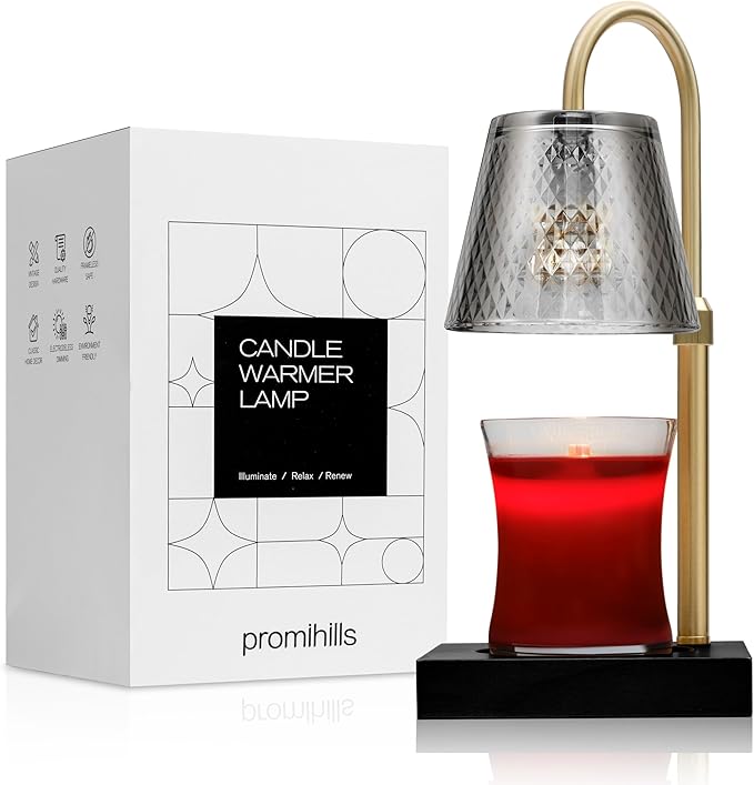 Candle Warmer Lamp with Timer (2H/4H/8H), Adjustable Height Dimmable Wax Melting Lamp for Jar Candles, Electric Candle Lamp for Home Decor, Ideal Gift for Candle Lovers (Black)
