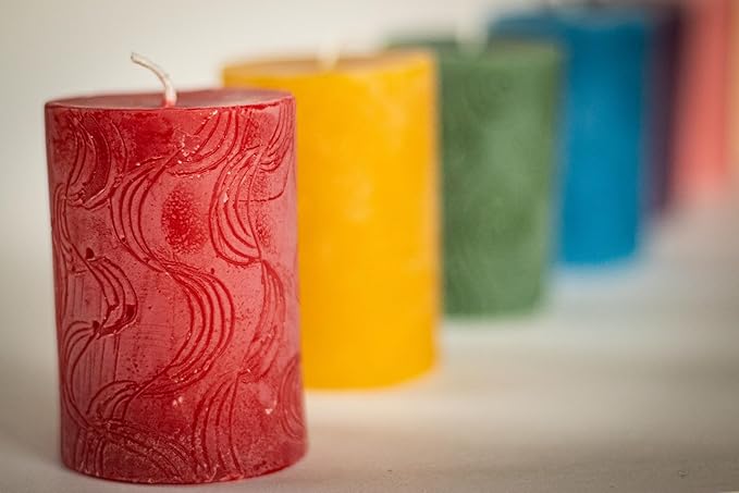 BeeTheLight Beeswax Pillar Candle - 100% Pure Bees Wax - Choose Your Size and Color - 24 Hour Burn Time - 2x3 - Unscented - Natural Light Honey Scent (Red Blossom, Small)