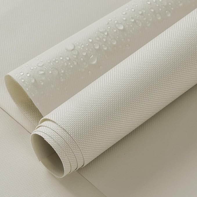 ANMINY 100% Waterproof Outdoor Fabric 3 Yards, 58" W 600D Marine Canvas Fabric with PVC Backing, Ripstop Upholstery Material by The Yard for Furniture Boat Covers Tent Awning, Beige