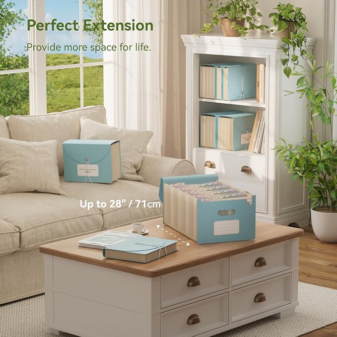 EcoStash Accordion File Organizer, 26 Pockets Wheat Straw Expanding File Folder, Monthly Bill Receipt Organizer, A-Z Tabs, 100% BPA Free, Return to Nature, Healthy Living, Letter/A4 Size - Sky Blue