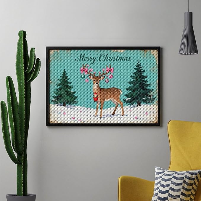 AIVKIEJK Diamond Painting Kits for Adults - Merry Pink Christmas Santa Deer & Tree Painting DIY 5D Full Drill Diamond Dots Paintings with Diamonds Gem Art and Crafts Home Decor 8"x12"