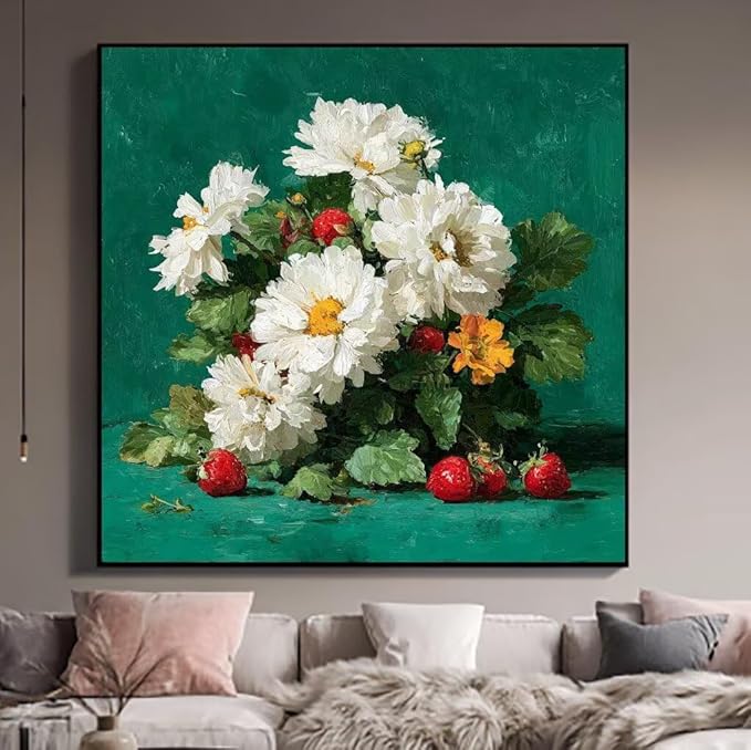 Paint by Numbers Kit for Adults Flower Paint by Numbers Fruit DIY Crafts for Adults Canvas Paintings Kits, Hobbies for Women Art With Accessories for Home Wall Decor 24x24inch Without Frame 8-63O8