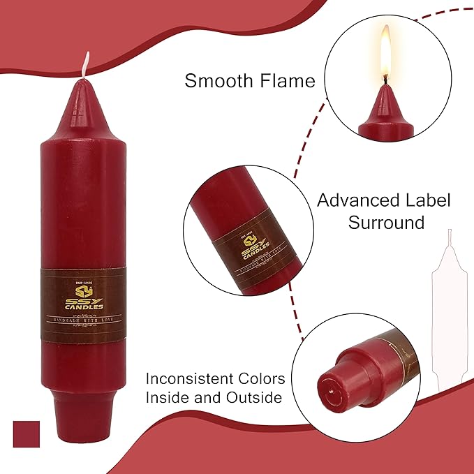 5 Inch Short Taper Candle Red Unscented Tapered Candles 4 PCS Smokeless Candle for Christmas Dinner Home Decoration