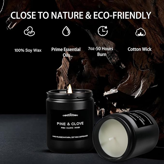 Men Candles Gift Set - 28oz Soy Wax 200h Long Lasting Candle, Masculine Scented Candles with Pine/Sandalwood/Amber/Oakmoss - Candles for Home Scented, Birthday, Father's Day, Man Cave Decor