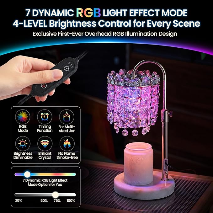 Candle Warmer Lamp with Timer Dimmer Adjustable Height for New Home Bedroom,Vintage Home Decor for Scented JaR 3 Bulbs for New Home Decor, Women Mom Christmas Birthday Gifts,Black (RGB Fgold)