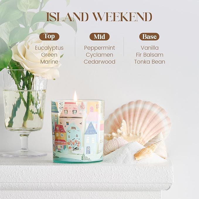 M&SENSE Island Weekend Candles for Home Scented - 10.2 oz Soy Wax Candles Non Toxic 60 Hours Long Burning Summer Candles Gifts for Women Stress Relief, Meditation, Calm, Yoga