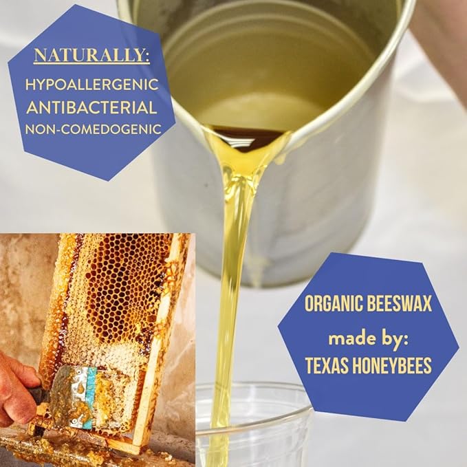 The Beeswax Co Pure Texas Beeswax Block - Ultra Clean - Naturally Filtered & Honey Scented - Premium Food Grade Yellow Beeswax for Candles, Butcher Blocks, Etc - Organic Bees Wax Bars - 1lb