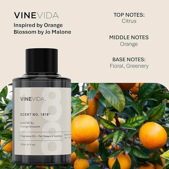 VINEVIDA [10mL] Orange Blossom Fragrance Oil for Candle Making - Natural Candle Oil Scents - Soap Making Essential Oil - Made in USA
