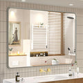 OKPAL Brushed Nickel Mirror 40 x 30 Inch Large Silver Bathroom Mirror for Over Sink, Rounded Rectangle Farmhouse Vanity Mirror with Metal Frame, HD Tempered Glass Wall Mirror(Horizontal/Vertical)