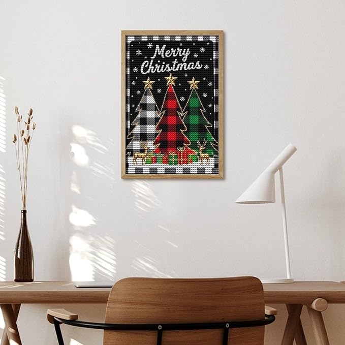 AIVKIEJK Diamond Painting Kits for Adults - Merry Christmas Tree Holiday Painting DIY 5D Full Drill Diamond Dots Paintings with Diamonds Gem Art and Crafts Home Decor 8"x12"