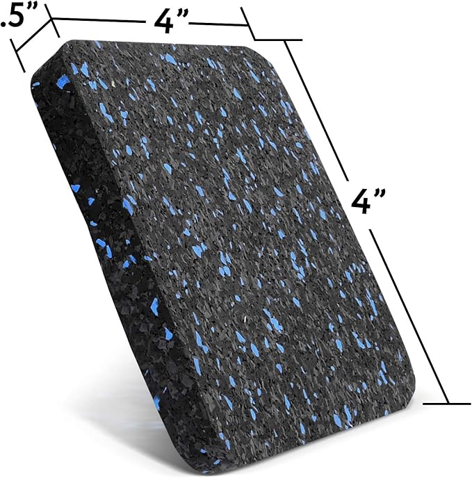 Impresa Rubber Floor Protectors for Walking Pad & Treadmill Pad - 4 x 4 x 0.5 in, 6-Pack - Anti-Vibration & Shock-Absorbing Mats - Workout Mats for Home Gym Equipment
