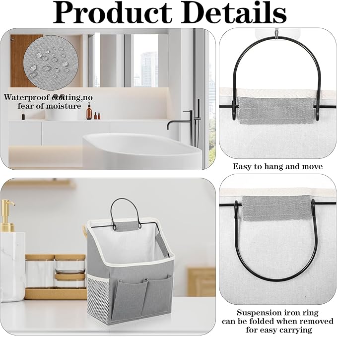 Wall Hanging Storage Bag Cotton Linen Hanging Storage Basket with Pockets Over the Door Organizer Wall File Organizers Desktop Organizer Basket For Kitchen Bedroom Bathroom Office Camper