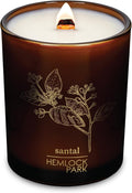 Hemlock Park Wood Wick Candle Handcrafted with Natural Coconut Wax and Essential Oils (Standard 7.2 oz, Santal)